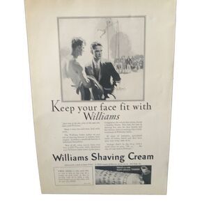 Vintage 1927 Williams Shaving Cream Keep Your Face Fit Ad Advertisment
